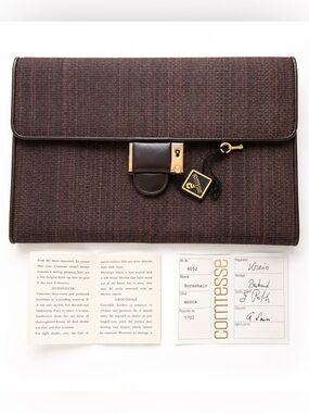 Vintage Comtesse Horsehair Organizer Clutch Wristlet Mocca Art 4052
